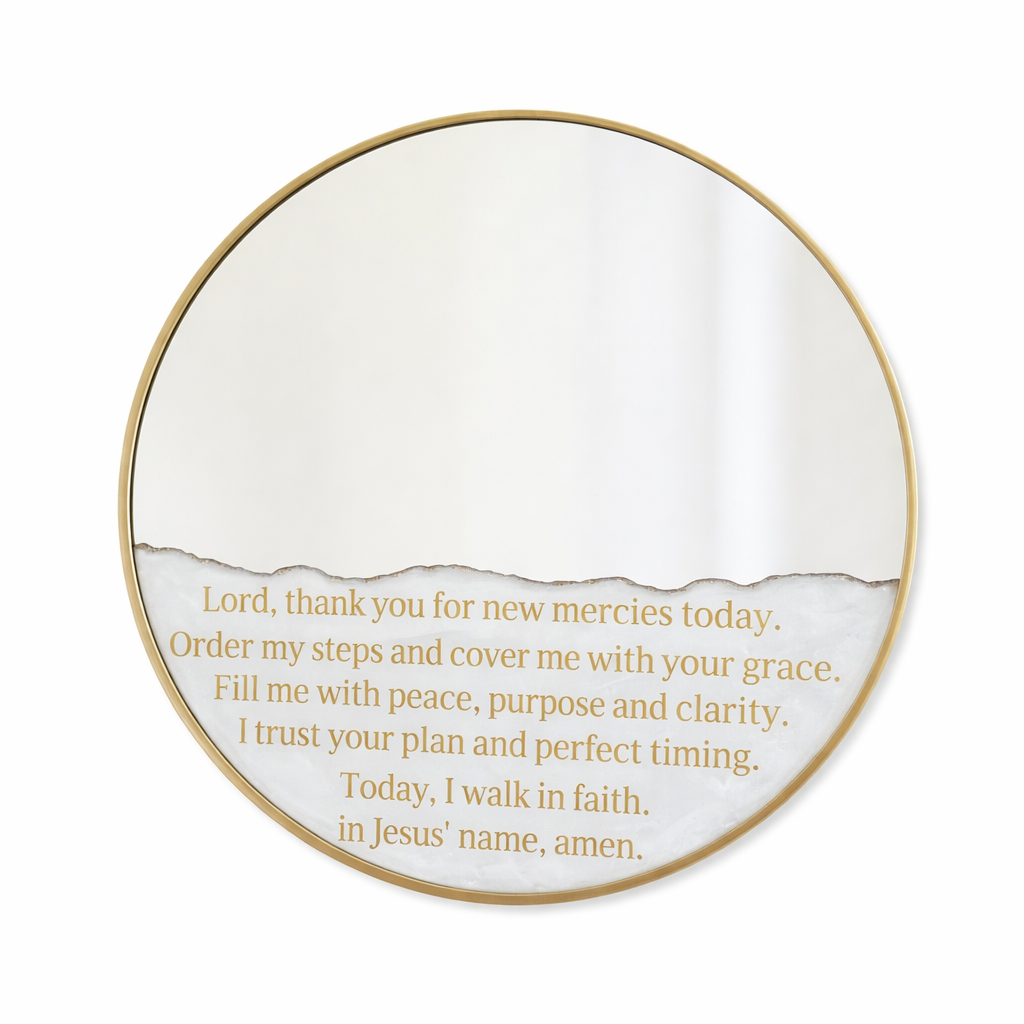 Faith Over Fear Affirmation Mirror | Daily Prayer Decor
