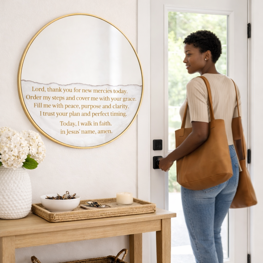 Faith Over Fear Affirmation Mirror | Daily Prayer Decor