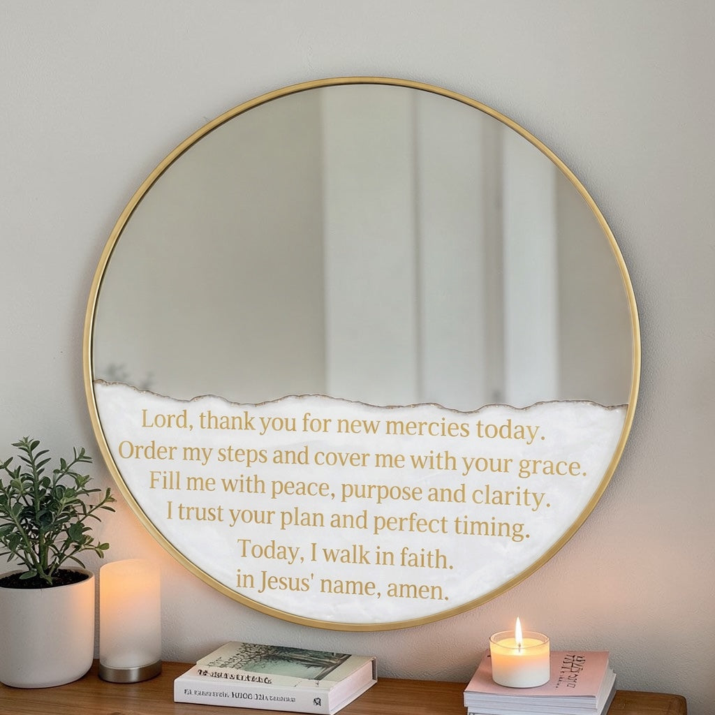 Faith Over Fear Affirmation Mirror | Daily Prayer Decor